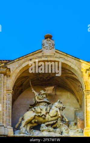 Detail of a statue at Church of Santiago in Logrono, Spain Stock Photo