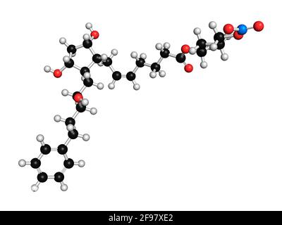 Latanoprostene bunod eye drug molecule, illustration Stock Photo