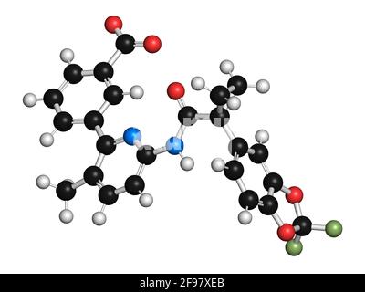 Lumacaftor cystic fibrosis drug molecule, illustration Stock Photo