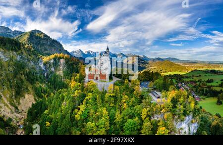 Neuschwanstein Castle, Schwangau near Füssen, Swabia, Bavaria, Germany, Europe Stock Photo