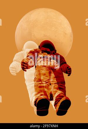 Astronaut in space, illustration Stock Photo