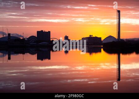 The river Clyde in Glasgow  at sunrise Stock Photo