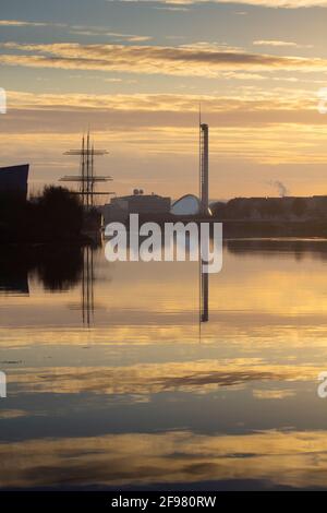 The river Clyde in Glasgow  at sunrise Stock Photo