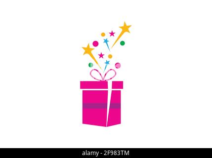 Gift Box, gift shop logo icon illustration vector design. Stock Vector
