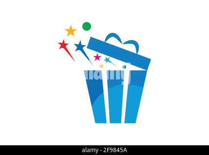 Gift Box, gift shop logo icon illustration vector design. Stock Vector