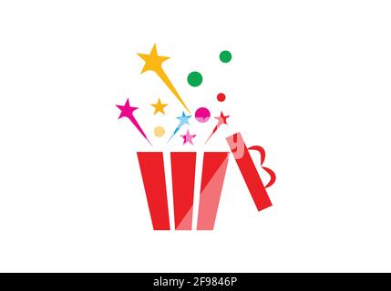 Gift Box, gift shop logo icon illustration vector design. Stock Vector