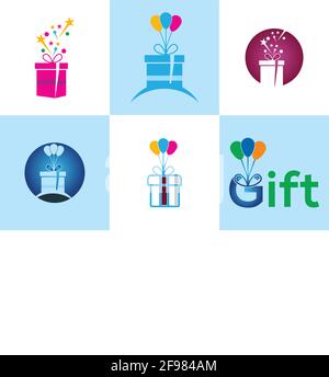 Gift Box, gift shop logo icon illustration vector design. Stock Vector