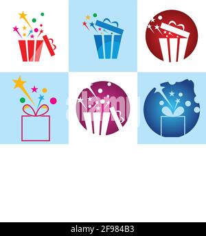 Gift Box, gift shop logo icon illustration vector design. Stock Vector