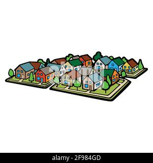 City suburb square isometric representation Stock Vector