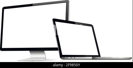 Responsive web design computer display with laptop isolated Stock Vector