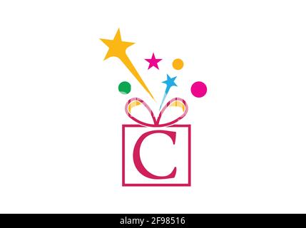 Gift Box, gift shop letter alphabet C for company logo icon design Stock Vector