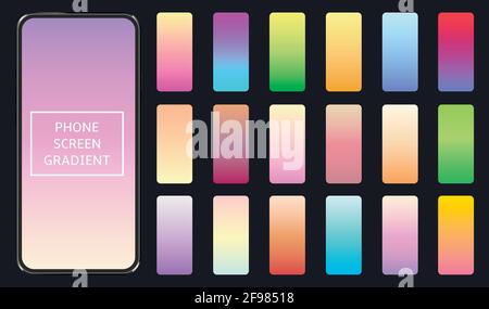 Set of mobile phone screen gradients Stock Vector