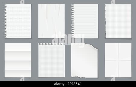 Realistic various paper blank sheets isolated on grey background Stock Vector