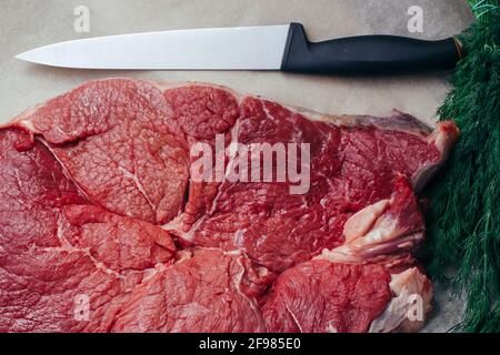 prime raw ribeye beef steak Stock Photo