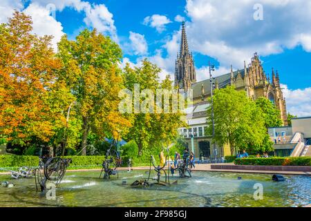 Tinguely fountain in the center of Basel, Switzerland Stock Photo