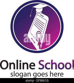 Online Education logo design template. Online course logo design. Online Learning logo Stock Vector