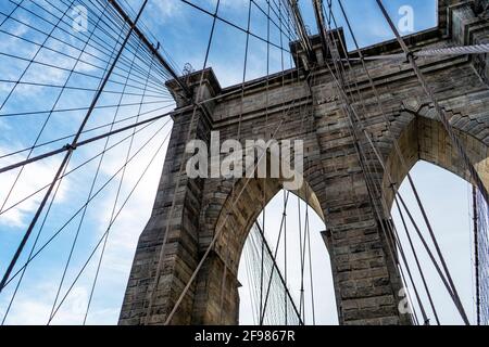 Brooklyn bridge on a sunny day Stock Photo