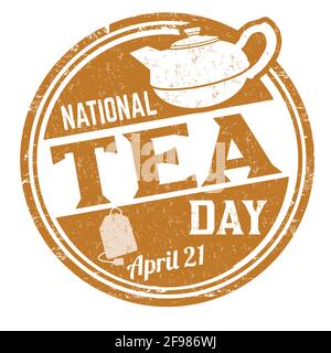 National tea day grunge rubber stamp on white background, vector illustration Stock Vector