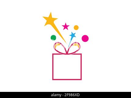 Gift Box, gift shop logo icon illustration vector design. Stock Vector