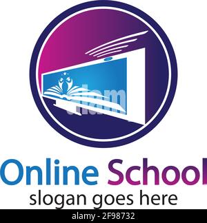 Online Education logo design template. Online course logo design. Online Learning logo Stock Vector