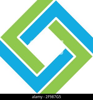 Blue green 3D impossible square Stock Vector