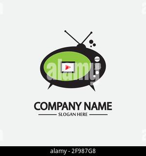 Tv Logo Design Media Technology Symbol Television,television media play logo design template vector,Emblem, Design Concept, Creative Symbol, Icon Stock Vector