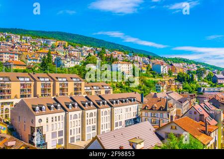 Rooftops of Neuchatel in Switzerland Stock Photo