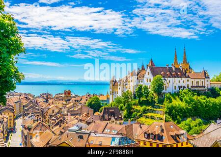 Neuchatel castle in Switzerland Stock Photo