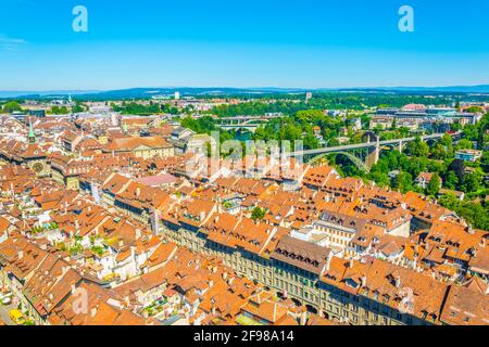 Aerial view of Bern with Zytglogge clock tower, Switzerland Stock Photo