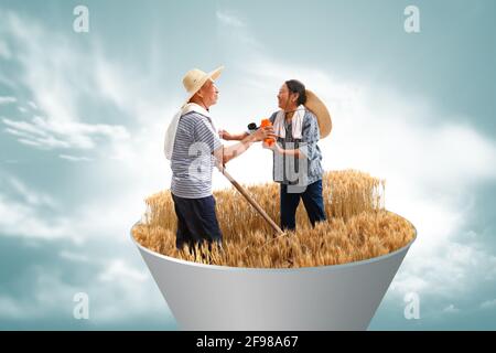 The catcher in the peasant couple Stock Photo