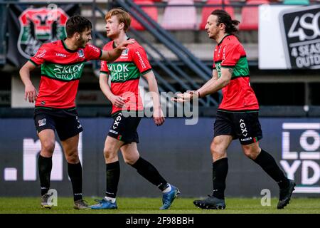 NIJMEGEN, NETHERLANDS - JANUARY 21: (L-R): Thomas Beekman of NEC  celebrating goal (3:1) shot during extra time during the Dutch KNVB Cup  match between Stock Photo - Alamy