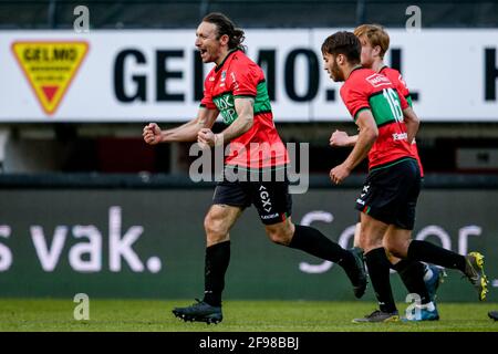 NIJMEGEN, NETHERLANDS - JANUARY 21: (L-R): Thomas Beekman of NEC  celebrating goal (3:1) shot during extra time during the Dutch KNVB Cup  match between Stock Photo - Alamy