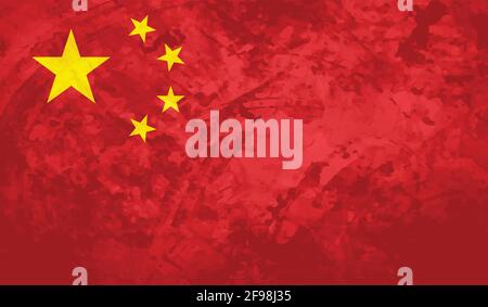 Grunge China flag textured background. Vector illustration Stock Vector