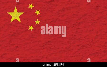 Grunge China flag textured background. Vector illustration Stock Vector