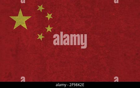 Grunge China flag textured background. Vector illustration Stock Vector