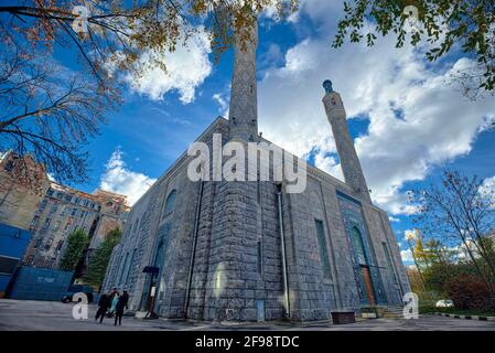 The Saint Petersburg Mosque, when opened in 1913, was the largest mosque in Russia, its minarets attaining 49 meters in height and the impressive dome Stock Photo