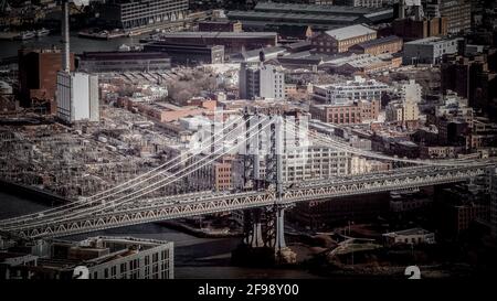 Manhattan Bridge from above amazing aerial view - travel photography Stock Photo