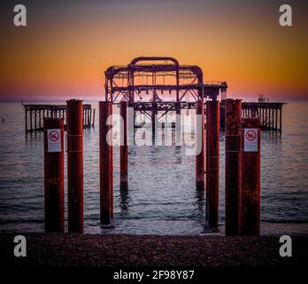 The remains of former Brighton Pier - travel photography Stock Photo