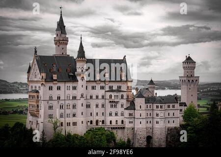 Famous Neuschwanstein Castle in Bavaria Germany - travel photography Stock Photo