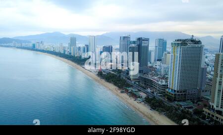 Nha Trang beach city skyline, Vietnam Stock Photo