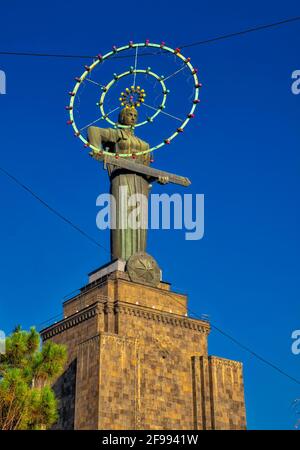 The Mother Armenia Memorial Complex was opened in 1967, in Victory Park. The height of the monument is 52 meters and the statue’s height is 22 meters. Stock Photo