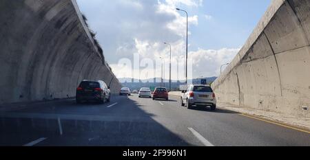 Highway tunnel between Jerusalem and Tel Aviv Stock Photo