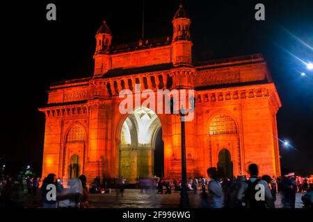 Long exposure view of Gateway of India was built by British raj in 1924 to commemorate the visit of King George V and Queen Mary to Mumbai in 1911. Th Stock Photo