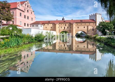 Electoral Palace, city glasses, water gate, city wall, river Vils, summer, Amberg, Upper Palatinate, Bavaria, Germany, Europe Stock Photo