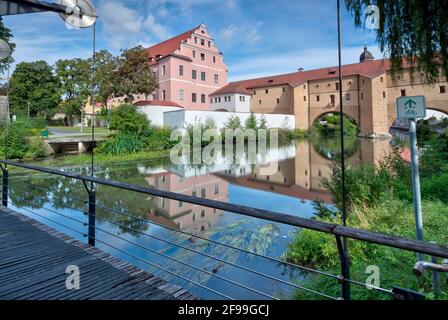 Electoral Palace, city glasses, water gate, city wall, river Vils, summer, Amberg, Upper Palatinate, Bavaria, Germany, Europe Stock Photo