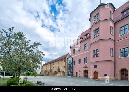 Electoral Palace, city goggles, water gate, city wall, green area, summer, Amberg, Upper Palatinate, Bavaria, Germany, Europe Stock Photo