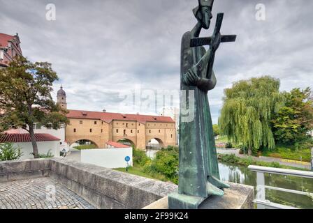 Electoral Palace, city goggles, water gate, city wall, green area, summer, Amberg, Upper Palatinate, Bavaria, Germany, Europe Stock Photo