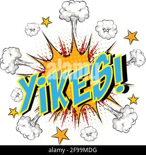 Word Yikes on comic cloud explosion background illustration Stock Vector