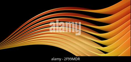 Abstract elegant, modern, twisted 3D object with overlapping lines and flowing curves, wave shaped design, background illustration rendering Stock Photo