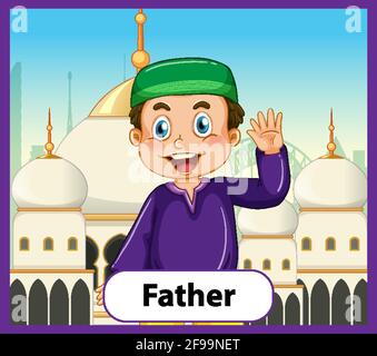 Educational English word card of father illustration Stock Vector